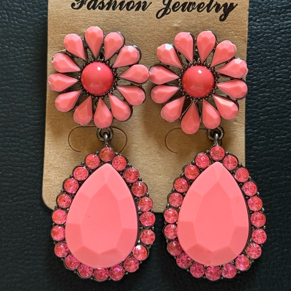 Fashion Pink Floral Earrings